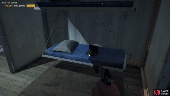 the Lighter is on the bed at the back.