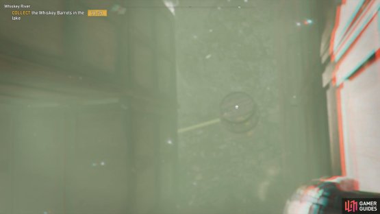 swim into the container and check in the middle to find the barrel.
