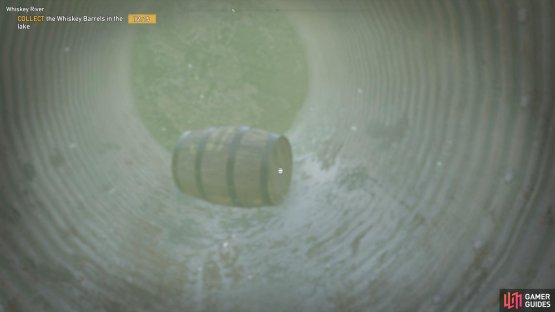 swim into the drainage pipe to find the barrel inside.