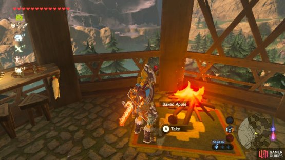 Just throw the apple into a fire pit to cook it or go to Death Mountain