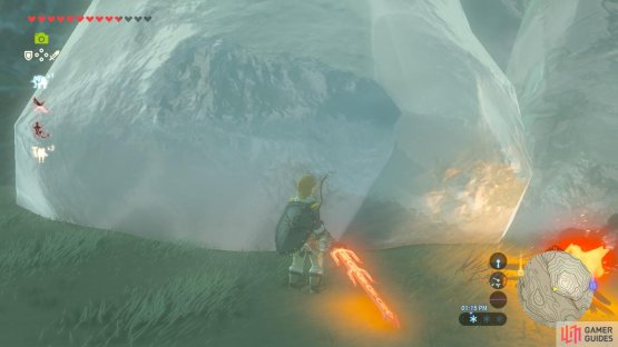 You will first see the Shrine as just this giant hunk of ice here
