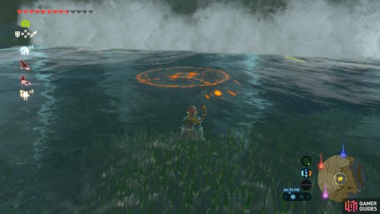 You can see the pedestal below the waterfall