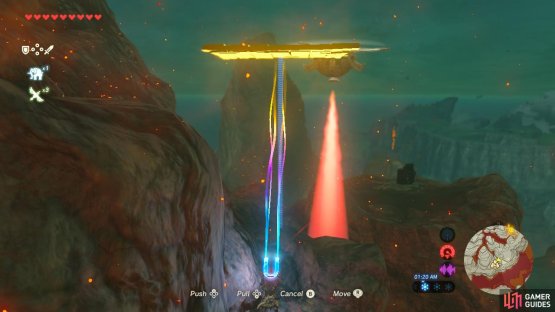 This time, use the metal plank. Make sure Yunobo is stopped so he doesn&rsquo;t try to follow you into the sentry&rsquo;s path