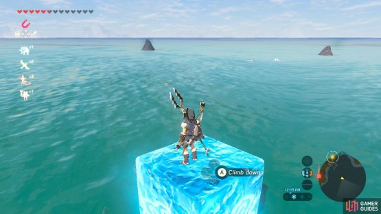 You will want to go far out south into the open ocean, until you see three, pointy rocks