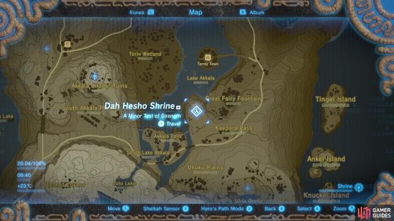 Da Hesho Shrine is located east of Akkala Shrine