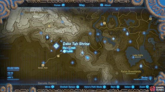 Dako Tah Shrine is found southeast of Gerudo Tower