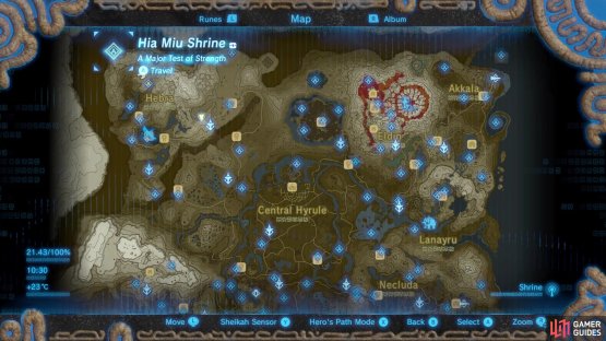 Hia Miu Shrine is found in the most north-western part of the Hebra region