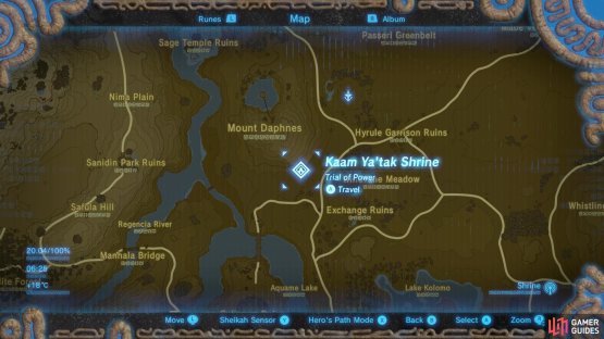 This shrine is found south of Hyrule Garrison Ruins in Central Hyrule