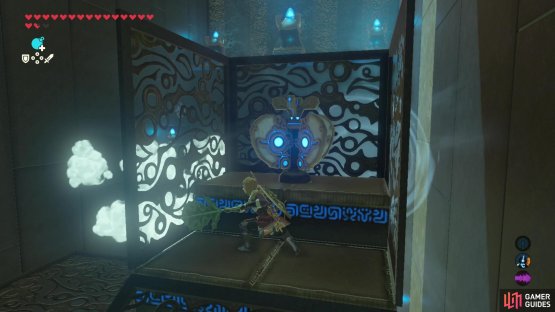 Use the korok leaf to generate wind so that it powers the fan
