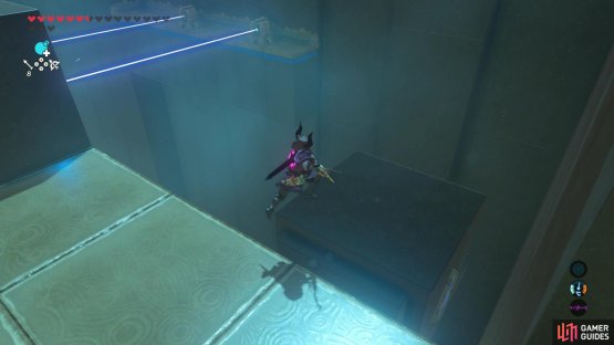 Use the crystal to move a block up into the air and hop onto it