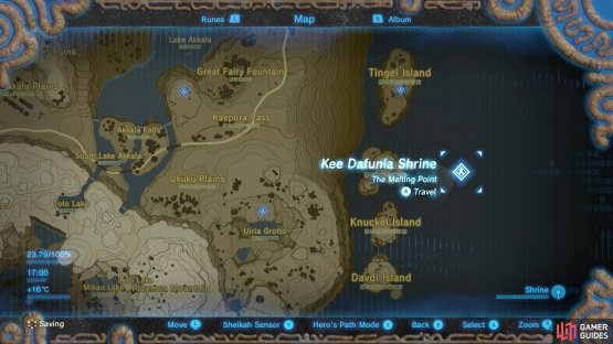 Kee Dafunia is found just west of the three islands of Lanayru