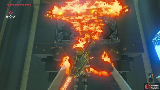 so that the wooden block is also burned.