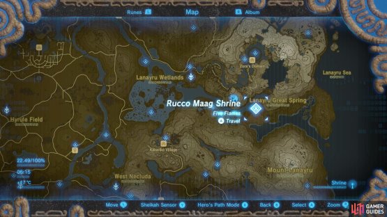 Rucco Maag Shrine is found south of Zora&rsquo;s Domain
