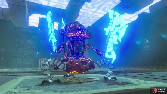 The Guardian at this shrine holds three weapons
