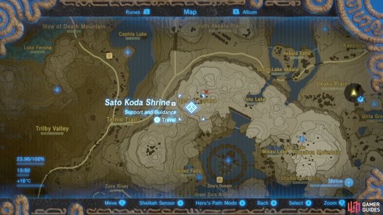 This shrine is found west of Toto Lake and north of Zora&rsquo;s Domain