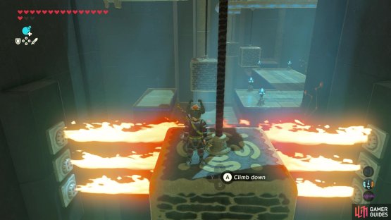 you&rsquo;ll be need to climb onto the top of the block to avoid these double flame walls.