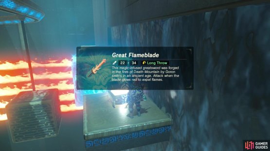 then, you can grab the treasure chest and loot it for a great flameblade.