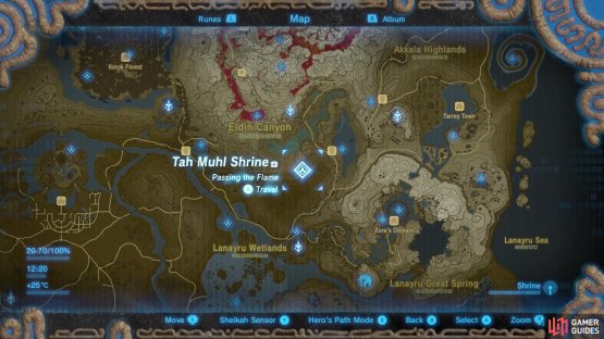 Tah Muhl Shrine is found southwest of Foothill Stable in the Eldin region