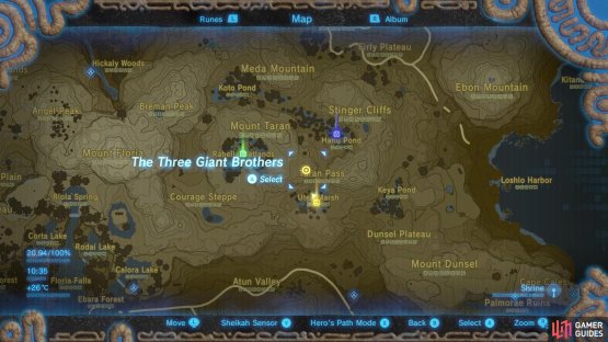 At the center, you&rsquo;ll find the shrine and the other markers indicate where the Hinox brothers are found