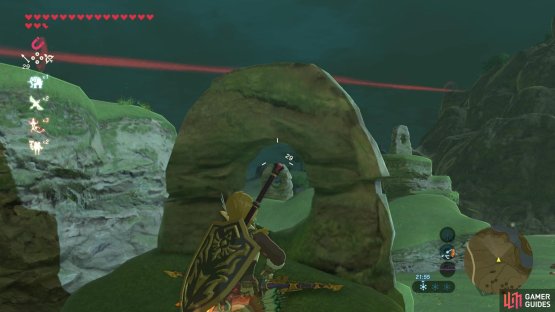 then you’ll need to shoot an arrow through two rings to make the shrine appear.
