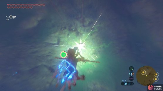 While gliding, snipe the Lizalfos patrolling near the foot of the hill.