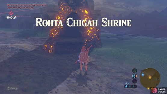 To reveal this shrine, you must eliminate the surrounding Lizalfos.