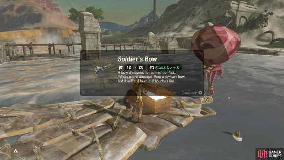 Inside the wooden chest is a Soldier&rsquo;s Bow.