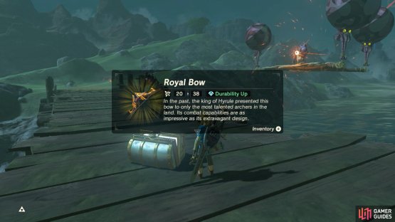 The chest contains a Royal Bow.