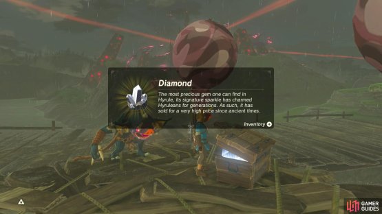 The wooden chest contains a shiny Diamond.