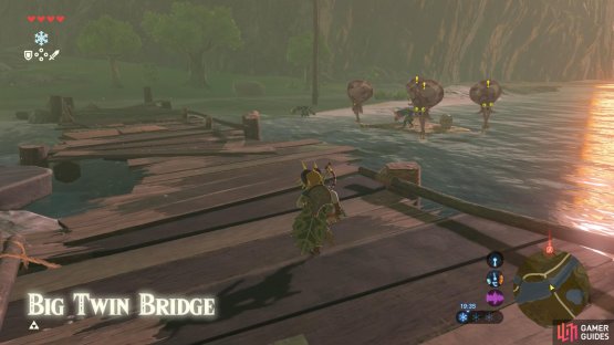 A floating platform next to Big Twin Bridge.