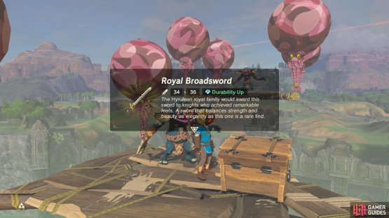 The wooden chest contains a broadsword weapon.