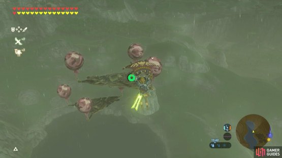 If you&rsquo;re gliding from the top of the waterfall, you can just about reach the higher platform.