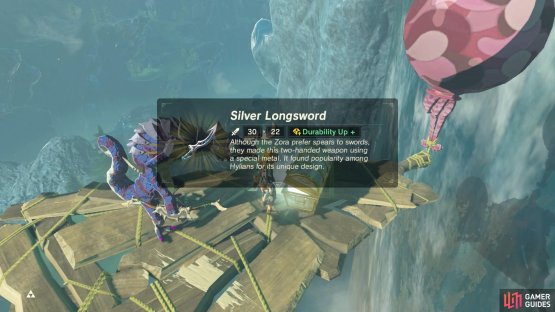 The metal chest holds a Silver Longsword.