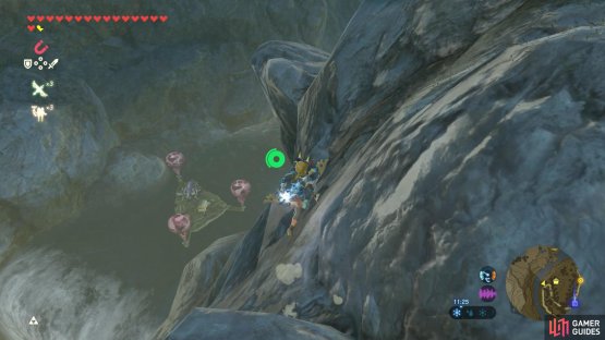 This platform is positioned just before the top of a small waterfall.
