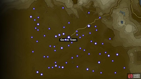 Hydromelon locations in the Gerudo Desert.