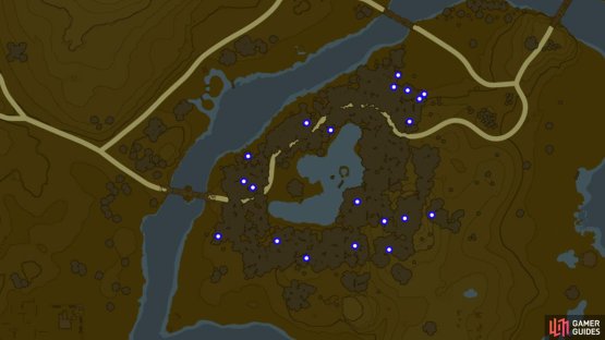 Hylian Shroom locations in Batrea Lake.