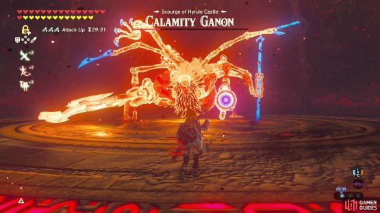 Once Ganon&rsquo;s HP goes below half of its initial value, he&rsquo;ll be protected by a glowing red shield.