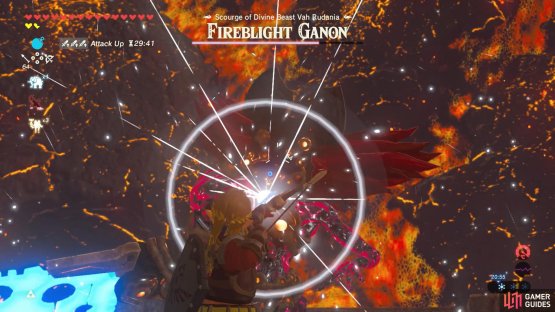 Fireblight Ganon has a big scary sword, but it&rsquo;s not a problem if you attack from afar.