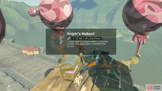 The metal chest contains a Knight&rsquo;s Halberd.