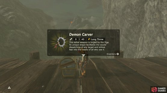 Inside the chest is a Demon Carver.