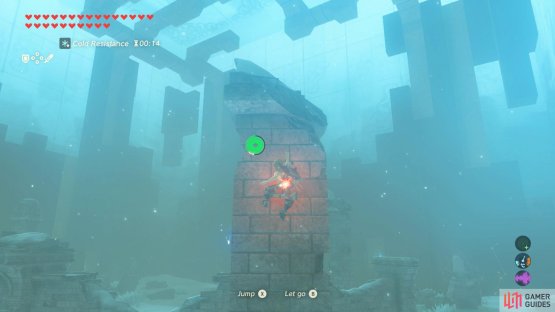 Start by climbing up the tower on the right.