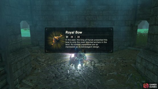 Look inside the base of the fortress for a Royal Bow.