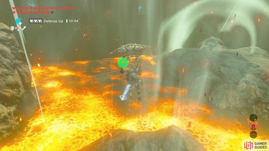 Jump towards the air vent and use it to glide upwards.