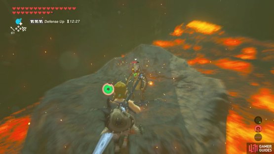 Stun the Lizalfos by shooting it in the head with an arrow.