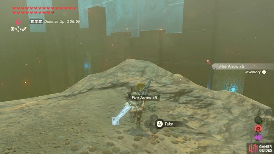 The crate near the final Lizalfos has some Fire Arrows.