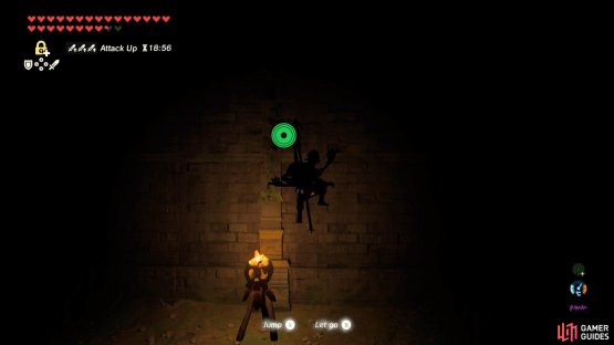 Climb the wall on the left to surprise the Wizzrobe.