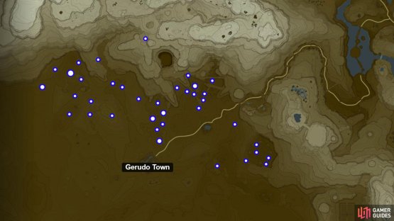 Warm Safflina locations in the Gerudo Desert.