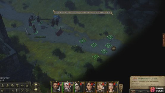 Encumbrance can slow you down on area maps as well, and an over-encumbered character may be prevented from traveling on the world map