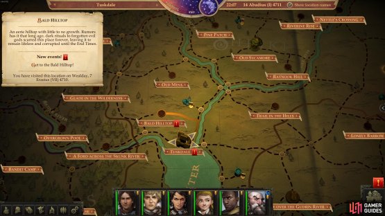 The location of the Bald Hilltop in relation to your capital.
