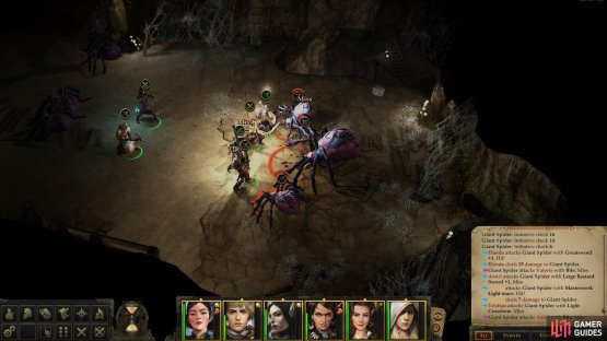 Kill the second group of spiders along the eastern end of the chamber